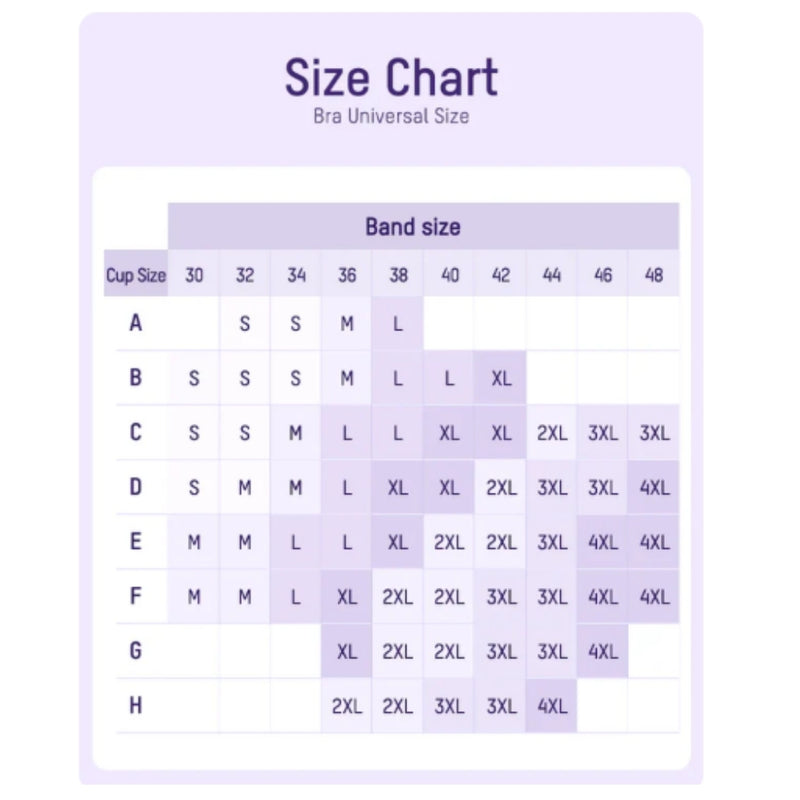 TheHolaras™ Seamless Deep V Push‑Up Wireless Bra sizing image