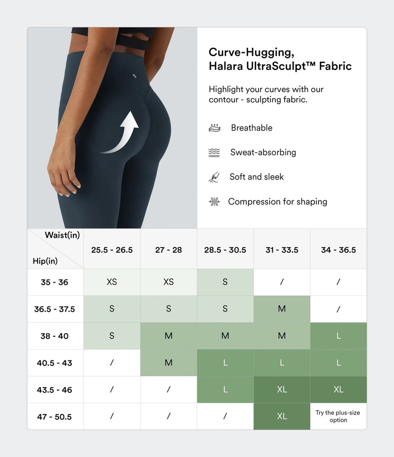TheHolaras™ High Waisted Scrunch Butt Lifting Tummy Control Pocket Shaping Training Leggings sizing image