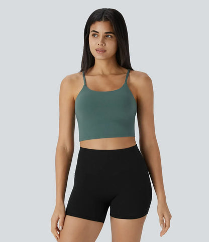 TheHolaras™- Padded Workout Cropped Low Support Tank Top A-C Cups